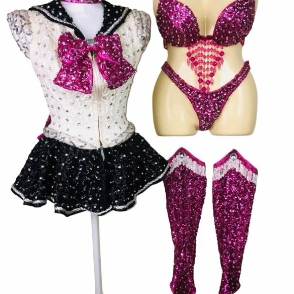 Vintage Vicky Renee Feature Dancer Costume – Sailor Girl – Swarovski Rhinestones - Picture 11 of 11